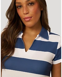 Cable & Gauge Women's Striped Polo Collar Mini Dress