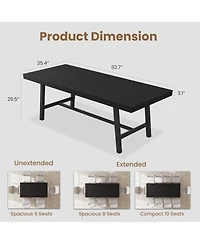 homfan Extendable Dining Table for 6-8, Industrial Rectangular Kitchen with Metal Frame, Expandable Wood-Top