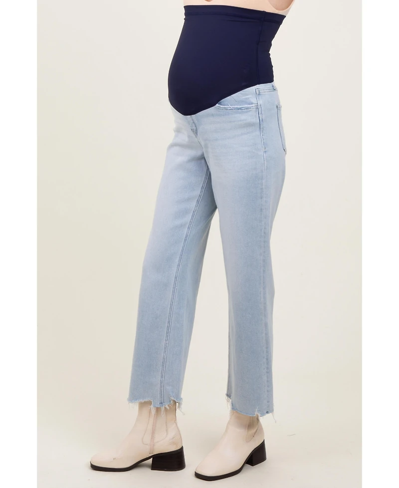 Pinkblush Maternity Distressed Hem Slim Wide Leg Jeans