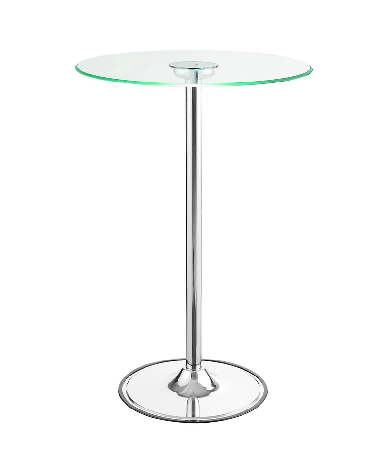 flynama Chrome Glass Top Led Bistro Bar Table with Dimmable Light