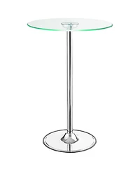 flynama Chrome Glass Top Led Bistro Bar Table with Dimmable Light