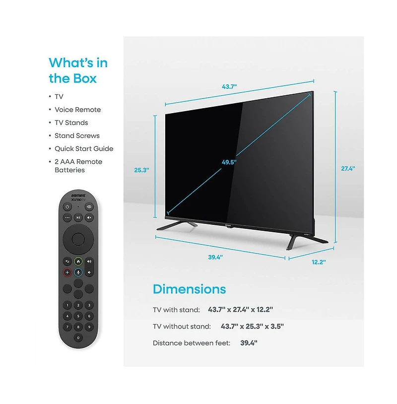 Element 50" Revolution Series 4K Uhd Smart Xumo Led Tv Hdr Streaming Hdmi Usb - E550AE50CG