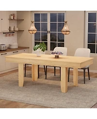 homfan Extendable Dining Table for 6-10, Farmhouse Rectangular Kitchen Table with Butterfly Leaf, Mdf Frame, Easy Assembly