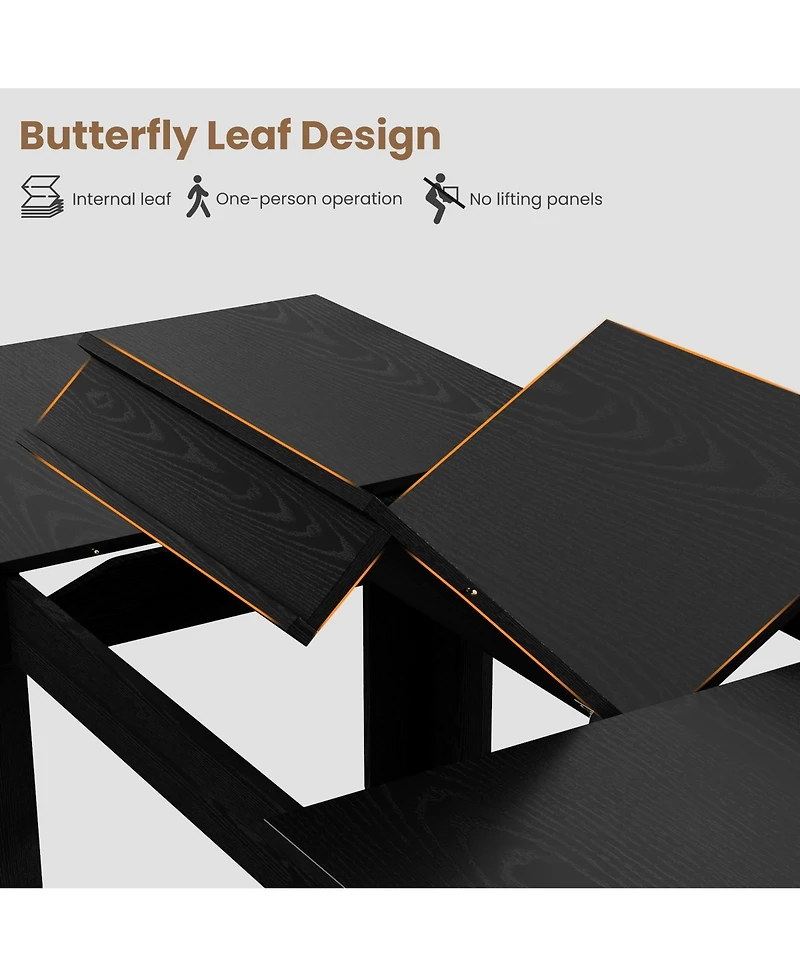 homfan Extendable Dining Table for 6-10, Farmhouse Rectangular Kitchen with Butterfly Leaf, Mdf Frame, Easy Assembly