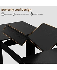 homfan Extendable Dining Table for 6-10, Farmhouse Rectangular Kitchen with Butterfly Leaf, Mdf Frame, Easy Assembly