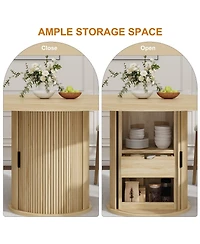 homfan 47 In Round Dining Table with Storage Shelf and Drawer, Farmhouse Kitchen Table for 4-6, Easy Assembly, Table Only