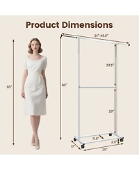 Costway Garment Rack with Extendable Rods, Clothes Stand on Wheels for , Dressing Rooms