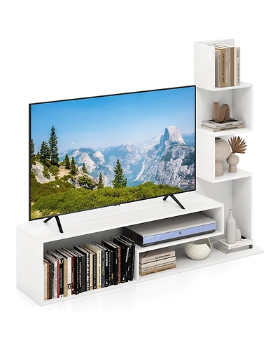 Gymax Cube Tv Stand for TVs up to 50inch Media Console Table with L-shaped Storage Shelves