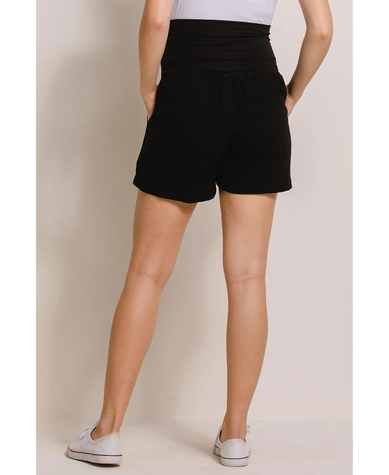 Hello Miz Maternity Relaxed Over-the-Belly Pull-On Shorts with Pockets