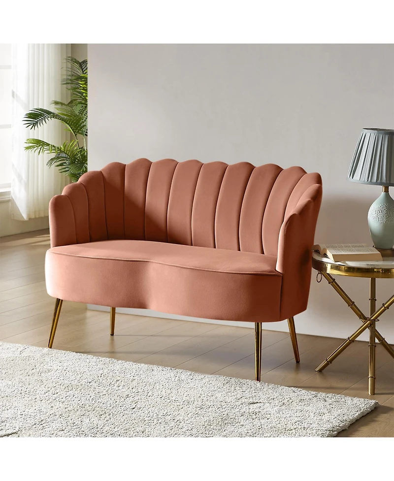 Hulala Home Hendrix Contemporary 50.2" Velvet Loveseat Sofa with Metal Legs