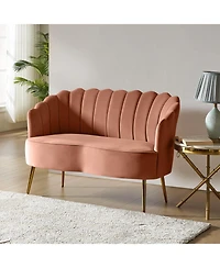 Hulala Home Hendrix Contemporary 50.2" Velvet Loveseat Sofa with Metal Legs