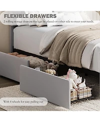 gaomon Twin Size Bed Frame with 2 Flexible Drawers