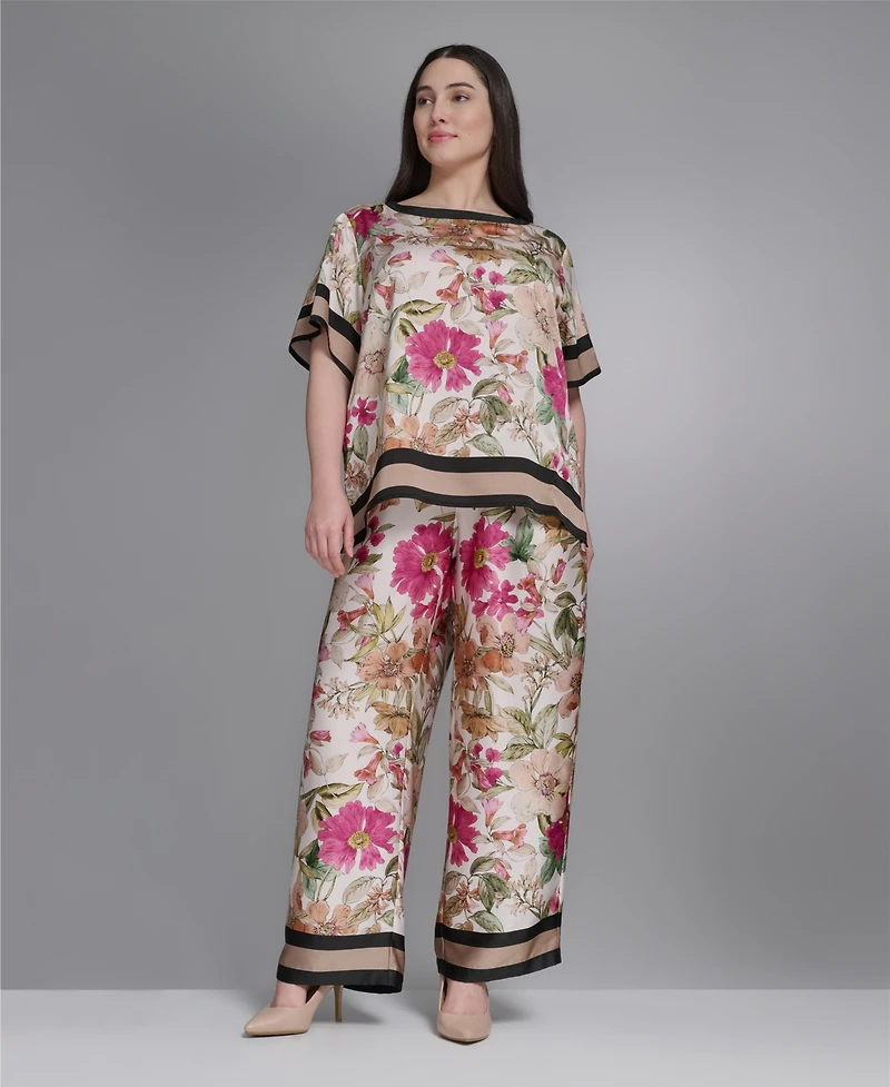 Karl Lagerfeld Paris Plus Printed Boat Neck Top