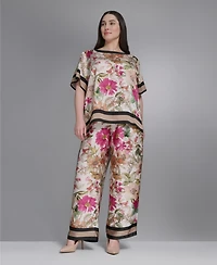 Karl Lagerfeld Paris Plus Printed Boat Neck Top
