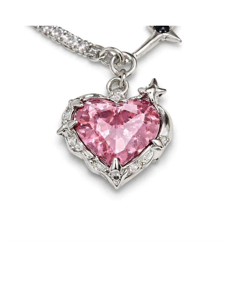 Rebl Jewelry Pink Heart Cross Necklace