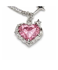 Rebl Jewelry Pink Heart Cross Necklace