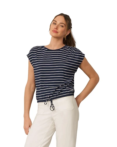 Cable & Gauge Women's Fine Stripe Tie Bottom Top