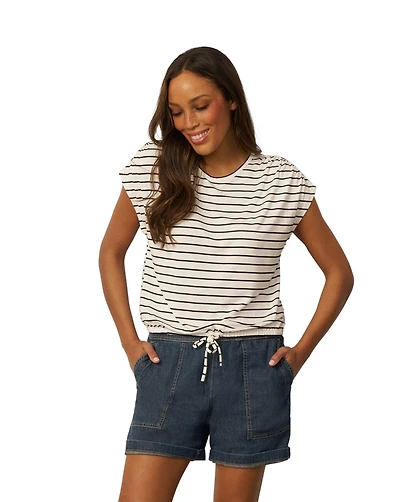 Cable & Gauge Women's Fine Stripe Tie Bottom Top