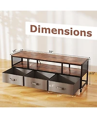 Gymax Tv Stand for TVs with Power Outlets Usb Charging Open Shelf