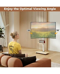 Gymax Rolling Tv Stand on Wheels with 30 Degree Tilt Mount Adjustable Shelf and Cable Management