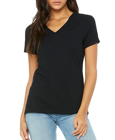 Blu Rock Women's Loose Fit Short Sleeve V-Neck Cotton Stretch Tees