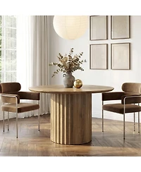 Tribesigns 47 Inch Round Dining Table, Modern Farmhouse Kitchen Table with Fluted Pedestal Base, Circle Dinner Table