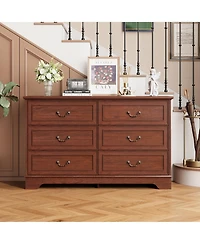 gaomon 6 Drawer Dresser For Bedroom, 47" Wide Double Chest of Drawers, Living Room, Hallway, Entryway