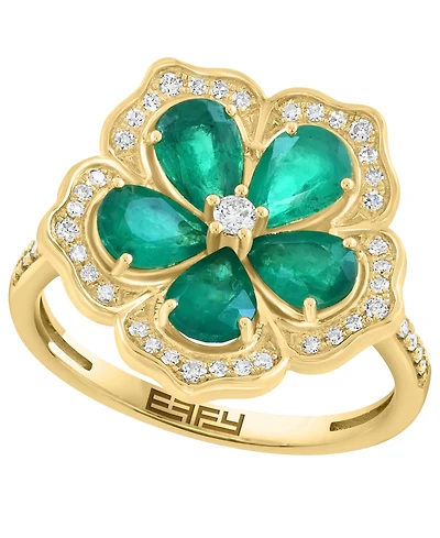 Effy Collection Emerald (1-7/8 ct. t.w.) & Diamond (1/4 ct. t.w.) Ring in 14k Yellow Gold