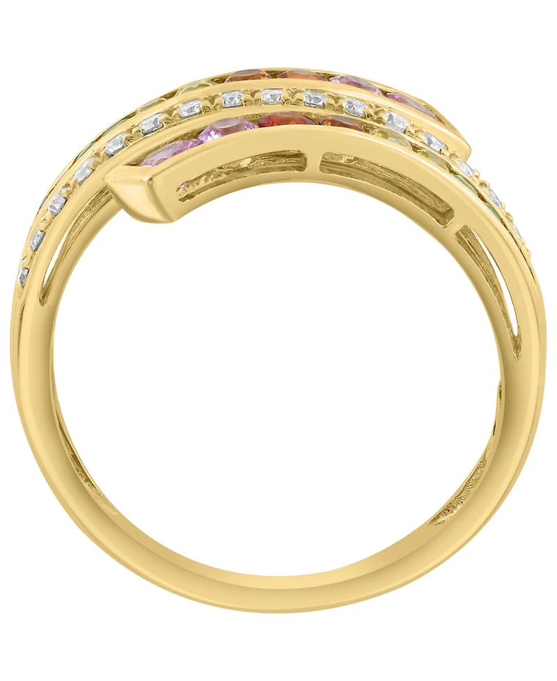 Effy Collection Multi-Sapphire (5/8 ct. t.w.), Tsavorite (1/2 ct. t.w.) & Diamond (1/4 ct. t.w.) Ring in 14k Yellow Gold