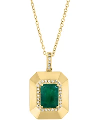 Effy Collection Emerald (1-3/8 ct. t.w.) & Diamond (1/6 ct. t.w.) Pendant Necklace in 14k Yellow Gold