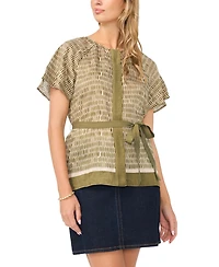 Vince Camuto Women's Flutter-Sleeve Belted Blouse