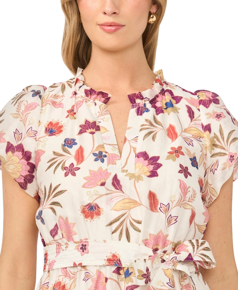 Vince Camuto Women's V-Neck Puff-Sleeve Midi Dress
