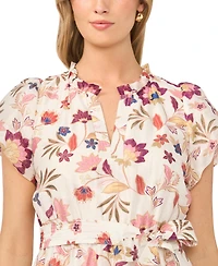 Vince Camuto Women's V-Neck Puff-Sleeve Midi Dress
