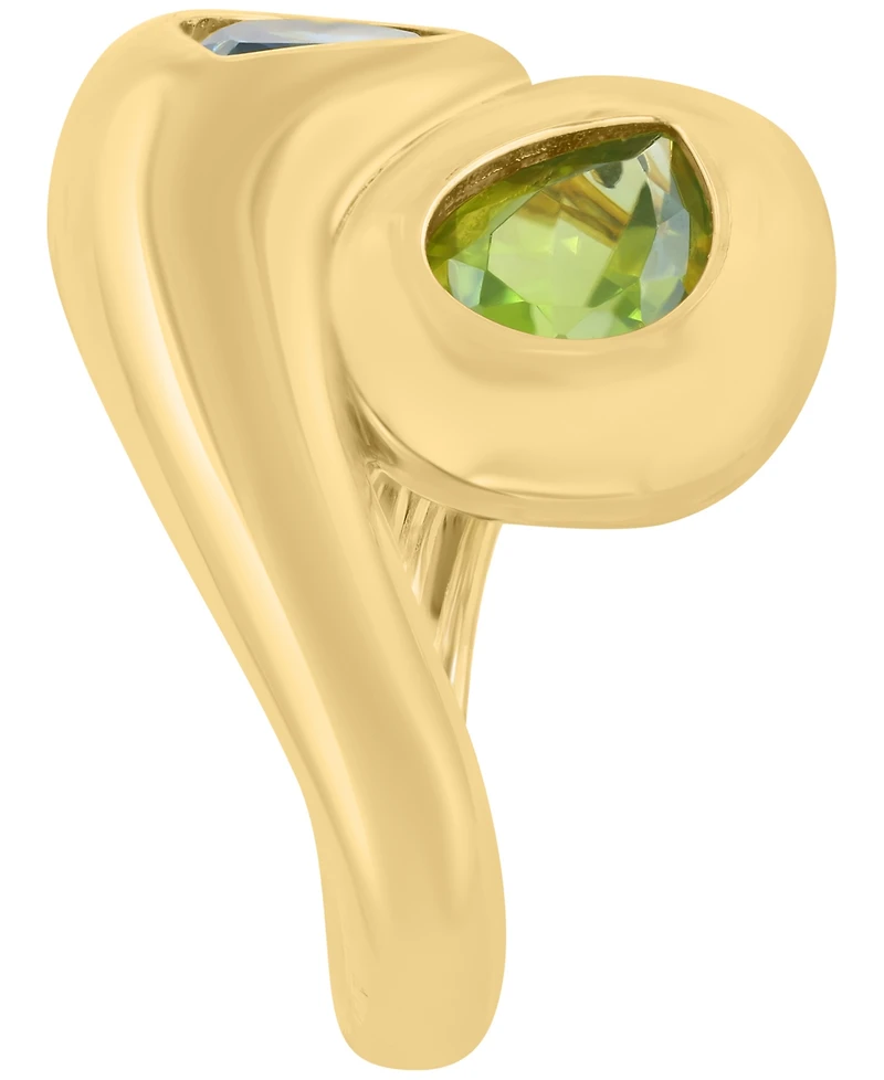 Effy Collection Blue Topaz (1-7/8 ct. t.w.) & Peridot (1-7/8 ct. t.w.) Ring in 14k Gold Over Silver