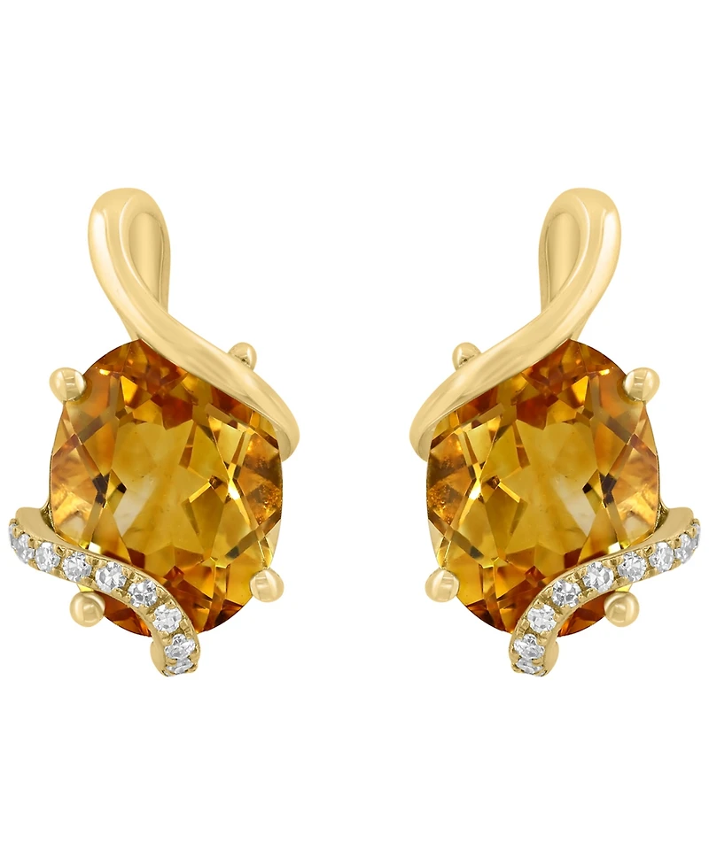 Effy Collection Citrine (3-3/4 ct. t.w.) & Diamond (1/10 ct. t.w.) Earrings in 14k Yellow Gold