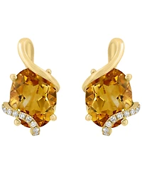 Effy Collection Citrine (3-3/4 ct. t.w.) & Diamond (1/10 ct. t.w.) Earrings in 14k Yellow Gold