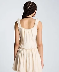 Kenneth Cole Womens Seoul Knit Ruched Scoop Neck Tank Top Pull On Mini Bubble Skirt