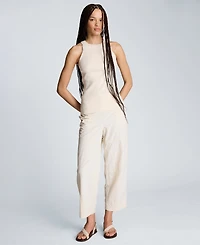 Kenneth Cole Women's Sleeveless Cotton High Crewneck Tank Top
