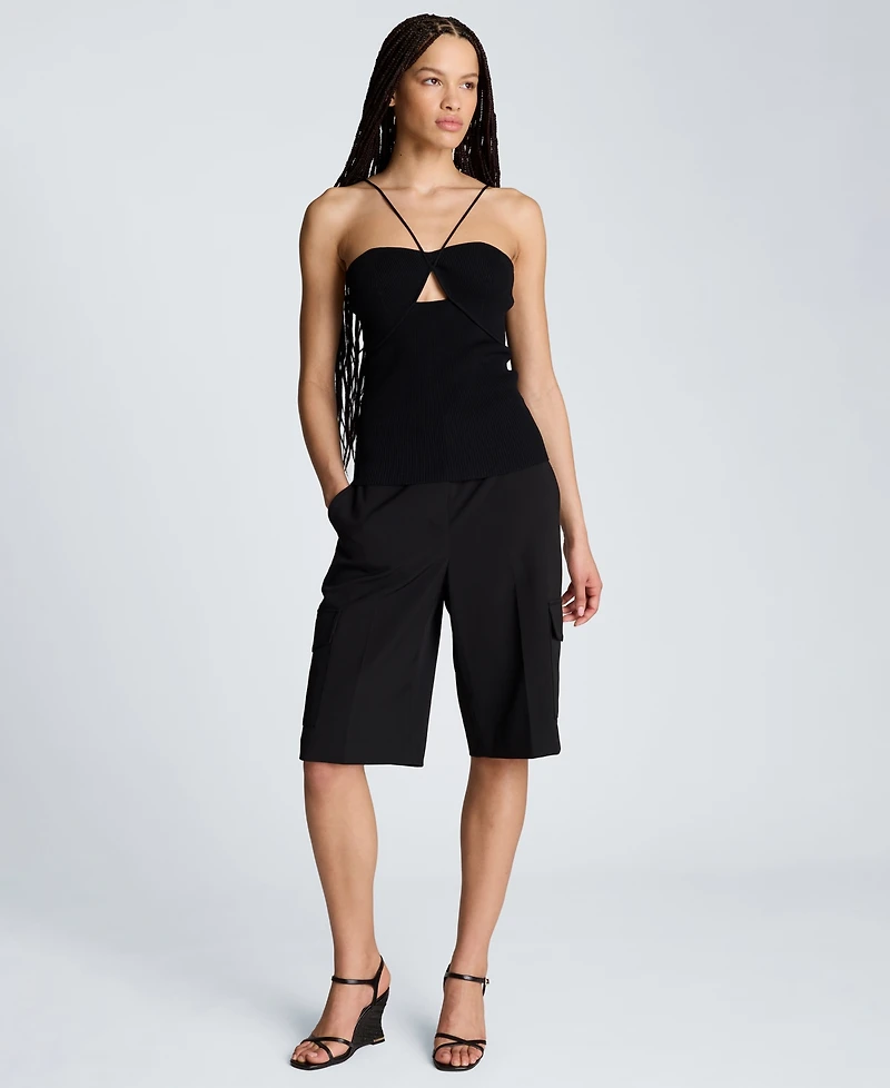 Kenneth Cole Women's High-Rise Wide-Leg Cargo Shorts