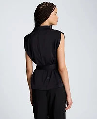 Kenneth Cole Women's High Cowl Neck Belted Blouse
