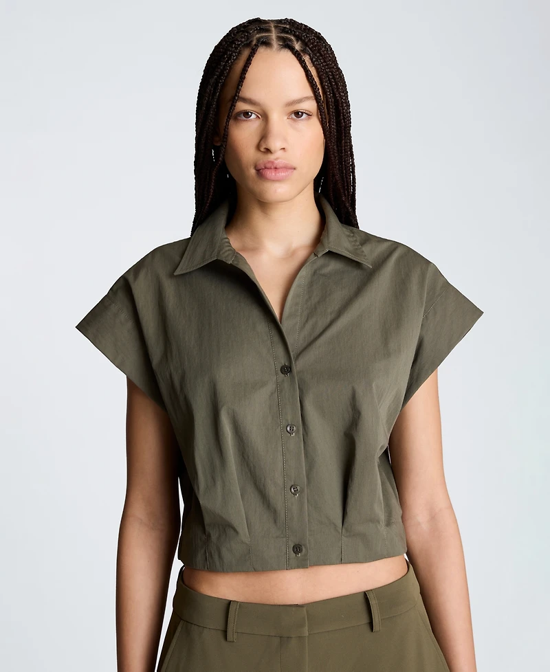 Kenneth Cole Women's Y-Neck Crop Top