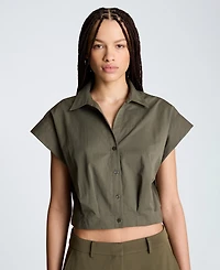 Kenneth Cole Women's Y-Neck Crop Top