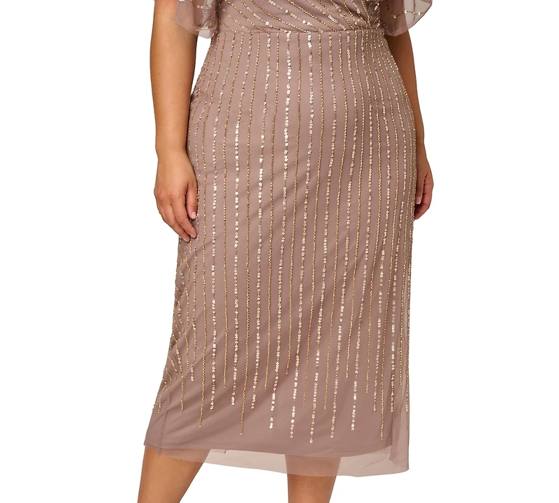 Adrianna Papell Plus Surplice Neck Midi Dress