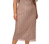 Adrianna Papell Plus Surplice Neck Midi Dress