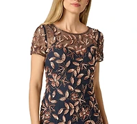 Adrianna Papell Petite Floral Beaded Gown