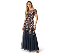 Adrianna Papell Petite Floral Beaded Gown