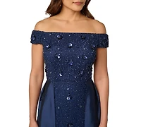 Adrianna Papell Women's Beaded Taffeta Overlay Ball Gown