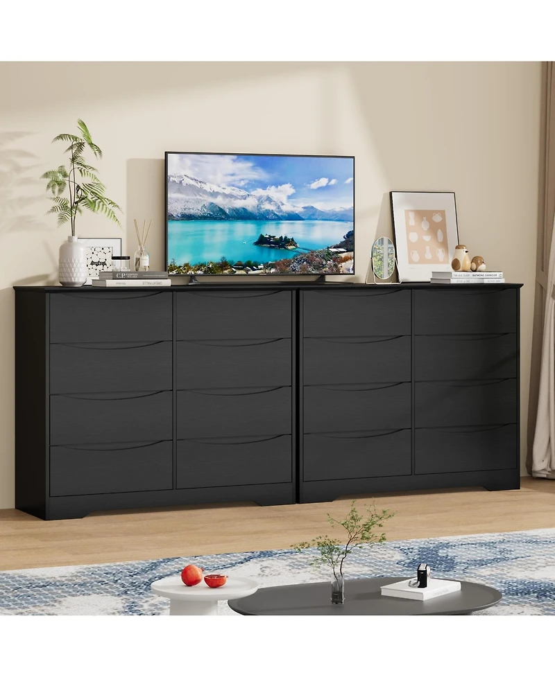 homfan Tall 8-Drawer Wooden Dresser, Modern Storage Cabinet with Deep Drawers and Wide Top for Multi-Room Use