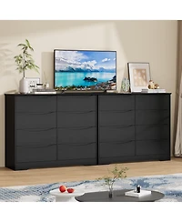 homfan Tall 8-Drawer Wooden Dresser, Modern Storage Cabinet with Deep Drawers and Wide Top for Multi-Room Use