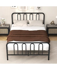 Gymax Stylish Full Size Metal Bed Frame Platform Bed Base With Headboard and Footboard